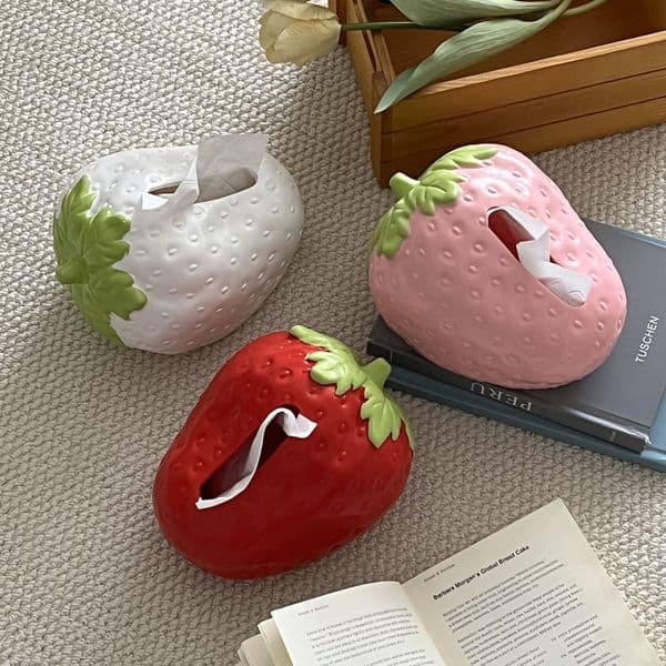 2025 New Strawberry Cute Living Room Tissue Holder Storage Girly Heart Dining Table Napkin Box