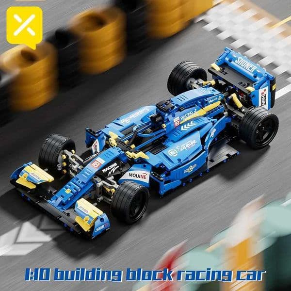 Kbox Blue F1 Formula Racing Model Building Block Set 1161PCS Collectible Racing Blocks for Desktop DecorationXJ250922