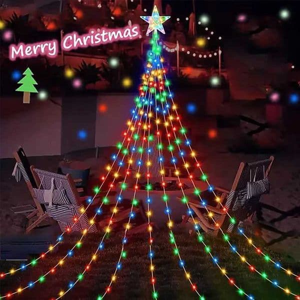 LED Christmas Decoration Waterfall Light Five Pointed Star Light String Warmcolored Light Party Decoration Atmosphere Light Z250922