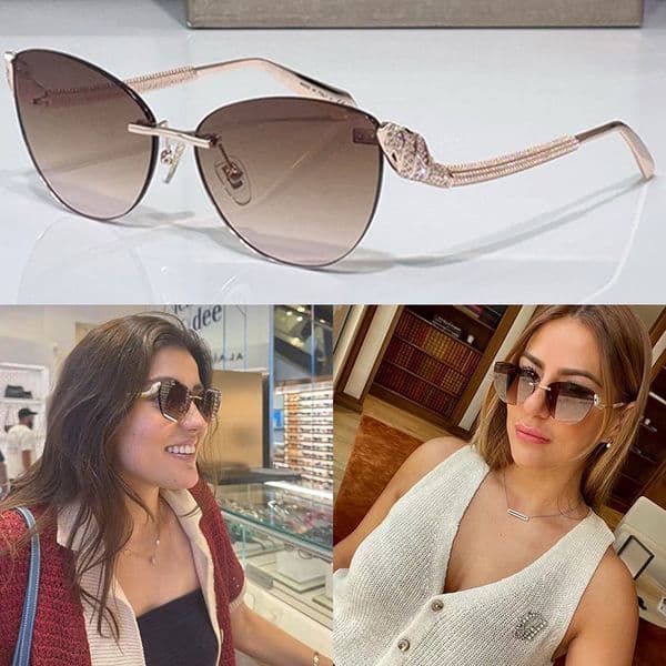 Fashion Cat Eye Sunglasses Ladies frameless oval shape Design personalized snake legs Rose Gold Temple Gradient lenses womens outdoor leisure cateye sunglasses