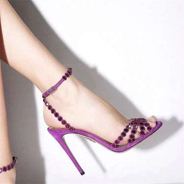 Custom New Style High Heel With Rhinestones Open Toe Customized Stiletto Shoes Ladies Sandals
