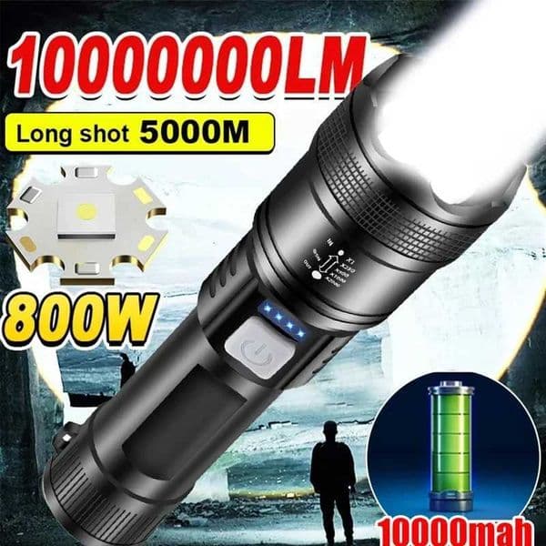 Powerful P70 d Flashlights 5000LM Ultra Bright Tactical Light ergency Spotlights Tescopic Zoom Light Builtin Battery Y250922