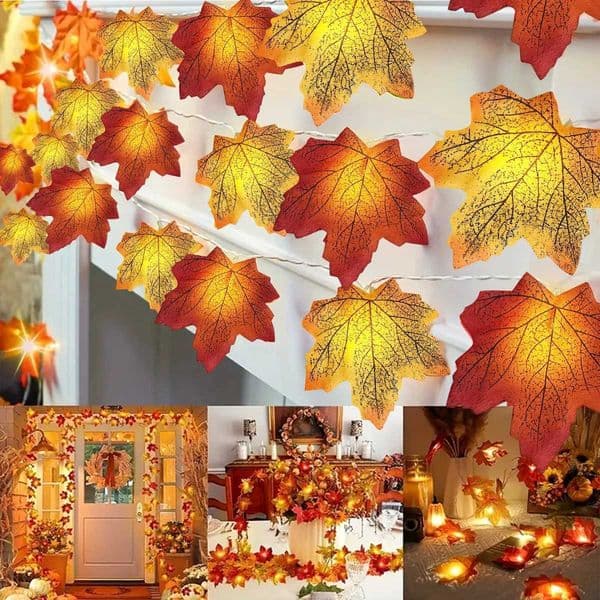 1pc LED Halloween Decoration Maple Leaf String Lights Battery Powered Outdoor And Indoor Decorative Lamp For Halloween Decor Z250922