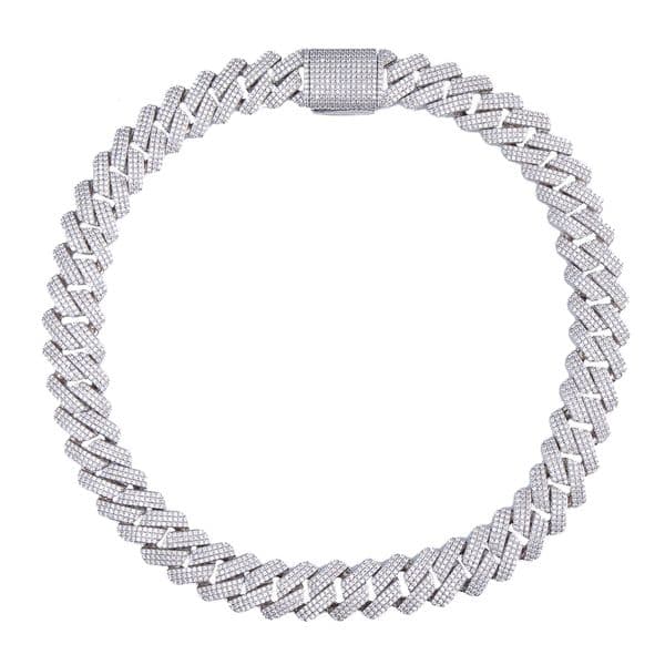 20mm Moissanite Zircon 14k 18k Unisex Gold Plated Silver Brass 8mm 10mm Cuban Link Chain VVS Men Iced Hiphop Bracelet Necklace