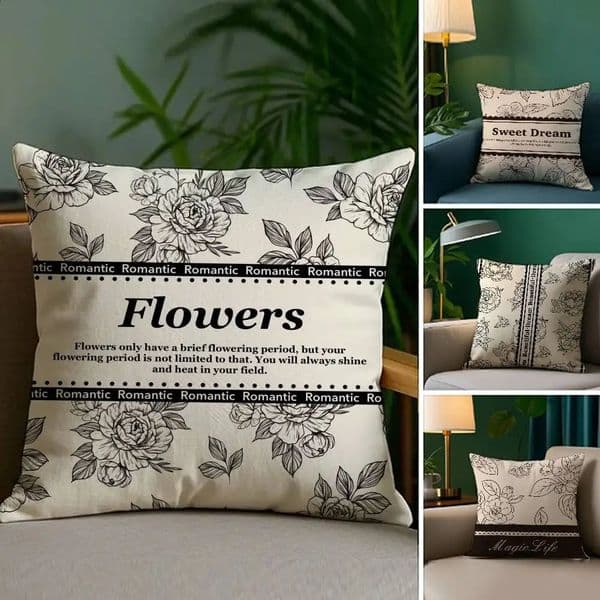 Beautiful Retro Flowers Pillow Case Plush Fabric Soft Double Sided Print Sofa Cushion Cover Throw Covers 250922
