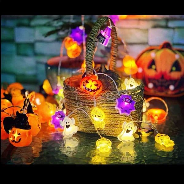 Halloween Party LED String Lights Pumpkin Ghost Spider Web Hanging Lamp For Halloween Home Indoor Outdoor Decoration Props Z250922