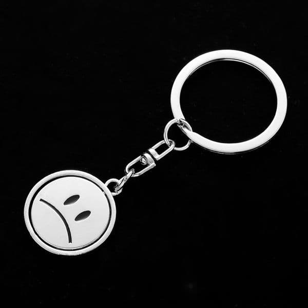 New product rotation uncomfortable emoji keychain car keychain metal flip emoji pendant