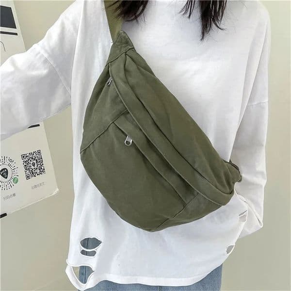 Large capacity mens waist bag casual canvas waist bag multifunctional travel unisex waist bag military green Fanny chest bag 241127bj