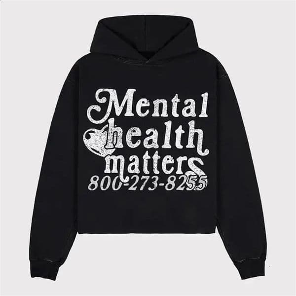 Mental Health Matters Print Hoodies Women Men Strtwear Oversized Sweatshirt Goth Y2k Top Harajuku Pocket Hoodie Men Clothing 240822 S260411