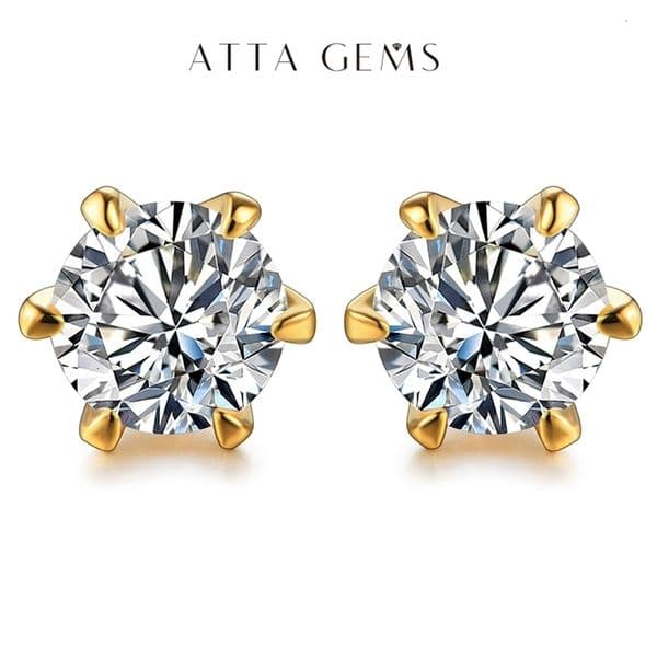 Stud 18K Gold Plated 0.5-1 Carat D Color Gemstone Stud Earrings for Women Solid 925 Sterling Silver Solitaire Fine Jewelry 230223