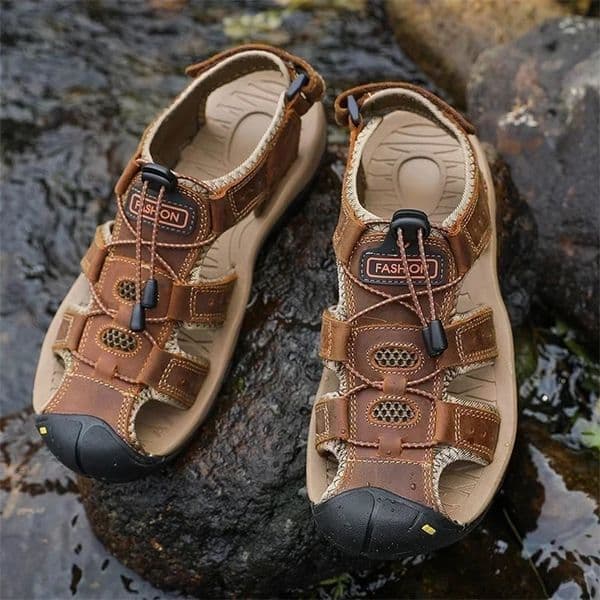 Summer Men Sandals Genuine Leather Mens Casual Shoes Outdoor Men Leather Sandals for Men Beach Shoes Roman Shoes Plus Size 38-48 250314bj
