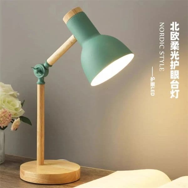 Creative Nordic Table Lamp Wooden Art LED Turn Head Simple Bedside Desk LightEye Protection Reading Bedroom Study y240125bj