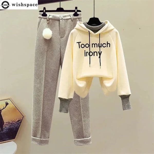 Spring and Autumn Set Womens Korean Version Loose Fit Slimming and Stylish Top Age Reducing Casual Pants Two-piece Set 240820