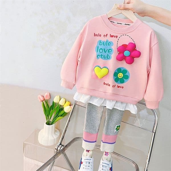 Clothing Sets Babi Girls Gallus Flower Style Cotton Materail Long Sleeve From 1 to 5 Years Child Kids Costum Infant Sport Bear 230322