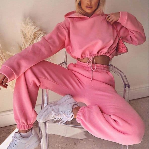 Fashion Trend Womens Wear Longsleeved Sports Casual Suit Waist Twopiece Set 250923BJ