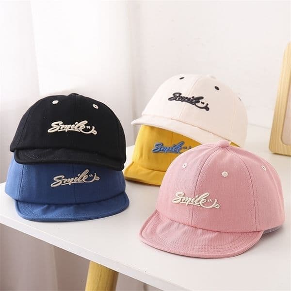 Topi Bisbol Bayi Sulaman Huruf Senyum Topi Peaked Berpinggiran Lembut Anak Lakilaki dan Perempuan Topi Surya Dapat Disesuaikan Musim Semi 220611