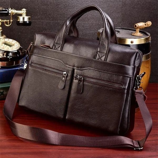 Business notebook bag mens leather handbag mens leather travel briefcase mens high-quality denim leather messenger bag 241121bj