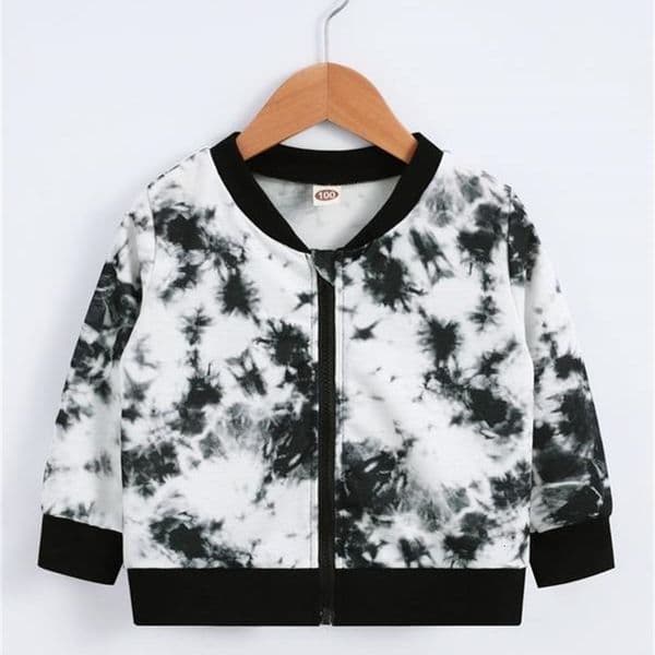 Toddler Boys Tie Dye Zipper Bomber Jacket SHE