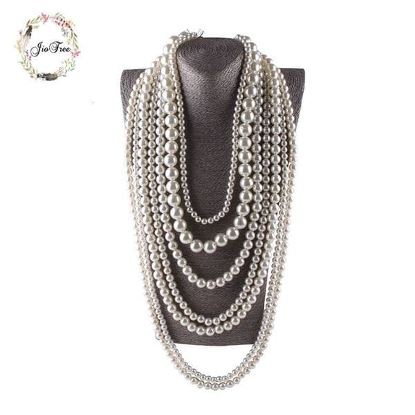 Chokers JIOFREE big beads Simulated Pearl Necklace multi layer necklace Statement Necklace women Bohemian party women jewelry 231124