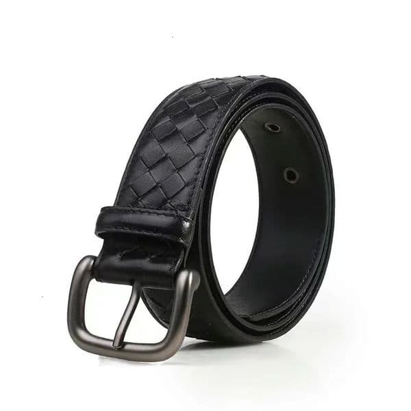 34cm Wide Western Hand Brided Black Coffee Blue Surface Cowhide Leather Pin Buckle Men Belt Fashion Jeans Causal Pants 240106bj