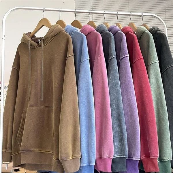 Mens Solid color washed hoodie Sweatshirt Couple Hoodie Long Sleeve Loose Japanese Harajuku Street Boy Pullover Sweater 241227