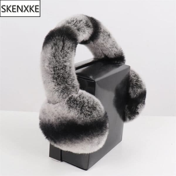 Real Fur Earmuffs Winter Russian Women Warm Genuine Rex Rabbit Fur Earmuff Fashion Lovely Natural Fur Earflaps Wholesale Retail 240724