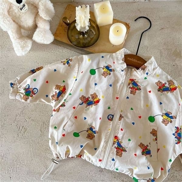 Jackets 2935B Children s Autumn Cartoon Bear Printed Zipper Long Sleeve Boy s Coat 2 9Year Girl s Tops 221010