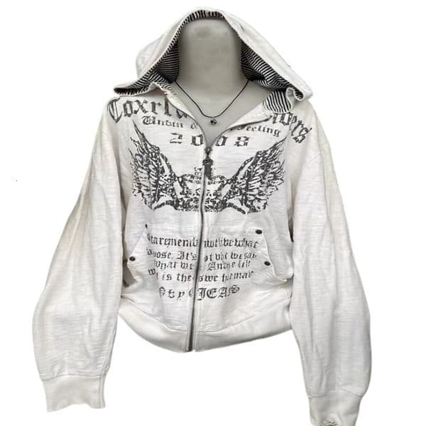 American Retro Printed Zipper Sweatshirt Womens Y2K Harajuku Hip Hop Goth Casual Joker Long Sleeve Hoodie Streetwear 250923BJ