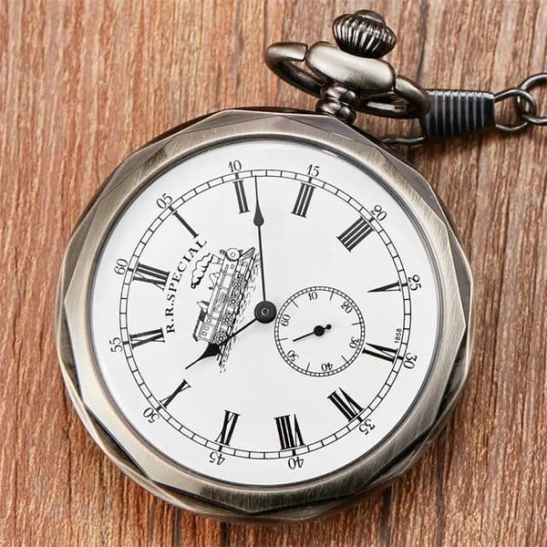 Antique Silver London Pocket Fob Watches Hand Wind Skeleton Men Women Mechanical Pocket Watch With Pendant Chain Necklace 240626