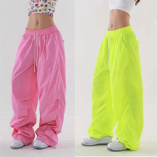 Womens Y2k Strt Fluorescent Colors Hip Hop Sweatpants Paratrooper Oversized Trousers Vibe Dance Jazz Baggy Cargo Pants Z260312 S260428