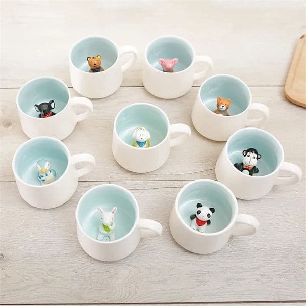 400ML Ceramic Mugs Creative Cute Cartoon Stereo Animal Milk Coffee Cups Couple Cups of Household Drinking Water Supplies 240626