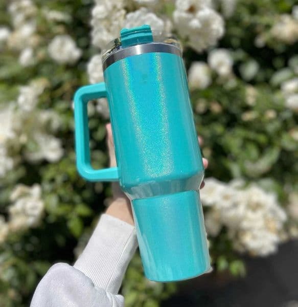 40 oz Tumblers Glossy Insulated Mug Stainless Steel Straw Car Cup Insulated Mug With Handle Glitter Insulated Mug With X250922