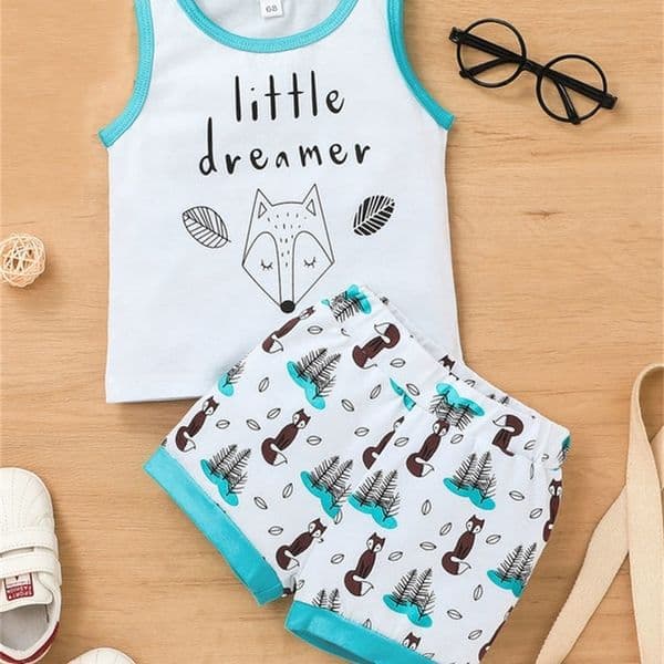 Baby Cartoon & Letter Graphic Tank Top & Shorts SHE