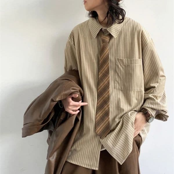 Daily Men Shirts Retro Single Breasted Lightweight All-match Spring Teenager Prevalent Long Sleeve College American Temperament 240816