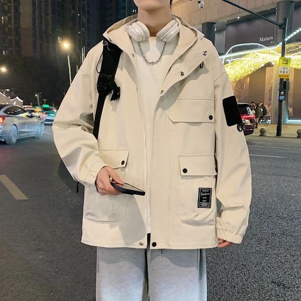 Fashion Mens Spring Autumn Functional Jacket WaterProof Hooded Outdoor Solid Color Outerwear Casual Punk Clothing 250807BJ