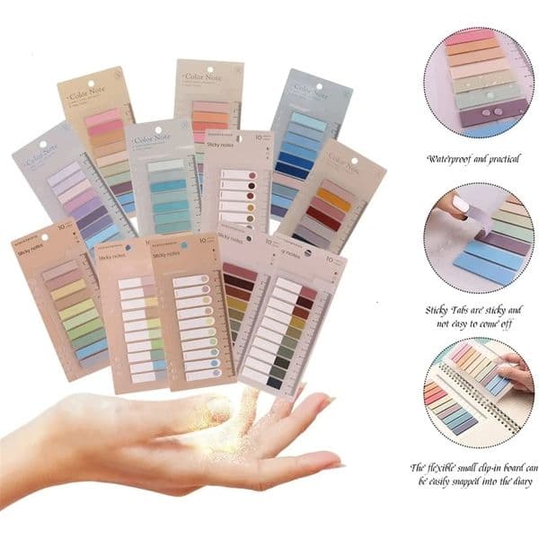 2400 Sheets 12 Styles Color Sticky Notes Memo Pad Self Adhesive Label Note Bookmarks Notepad School Office Stationery Supplies 240604