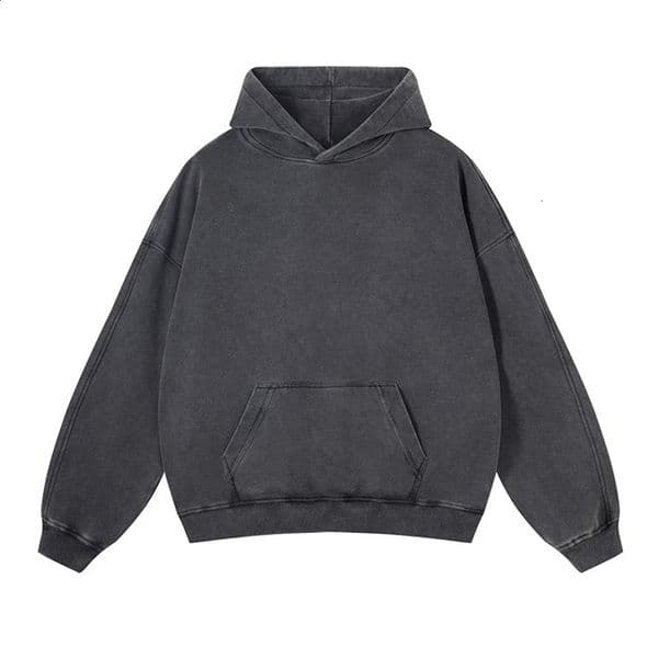 Fashion Street Vintage Gothic High Grammage 450 grams Unisex Acid Wash Pullover Hooded Sweatshirt Y2k Solid Color Clothing 240822