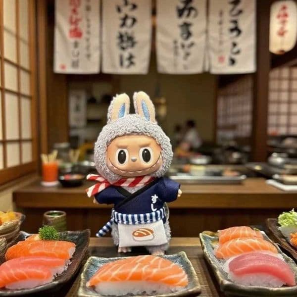 Japanese Sushi chef clothes For Ropa Labubu 30 Big Into Energy Series Doll Outfit Clothing Accessories X250923