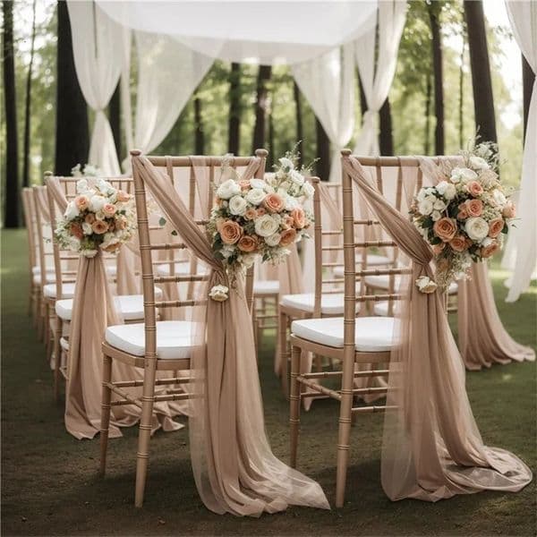 20PCS Like Chiffon Chair Sashes Wedding Decoration 17x250cm For Aisle Decorations Party Banquet Event Baby Shower 240520bj