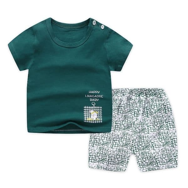 Clothing Sets Casual Kids Clothes 2 Piece Set Green Cool Boy Tshirt Shorts Boys Tracksuit Children Baby 230322