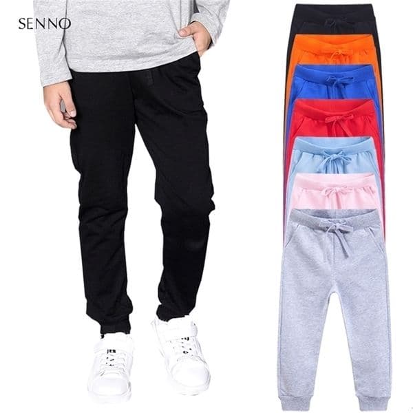 Kids Girls Boys Pants Trousers Winter Casual Cotton Elastic Waist Pencil Sweatpants for Children Clothing 211103