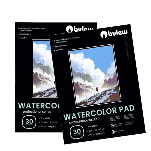 Bview Art Professional 9x12inch Watercolor Pad 30 Sheets 140lb/300gsm - Artist watercolor Paper for drawing and painting 240604