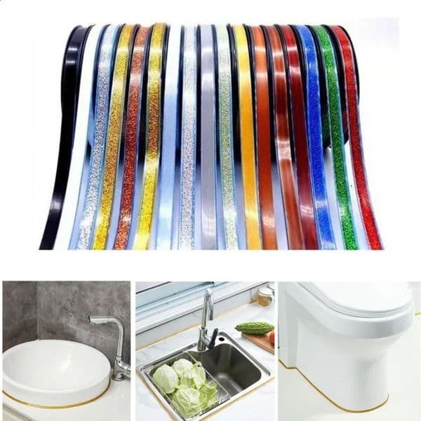 6m Ceramic Tile Mildewproof Gap Tape Self-adhesive Tape Kitchen Waterproof Sticker Bathroom Beautiful Seam Tape Edge Decoration 240731