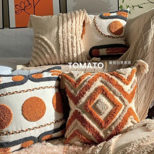 Bohemian Pillow Cushion Cover Geometry Embroidered Tassel EmbroideryLong Pillowcase Living Room Sofa Home Decor Customized 240725