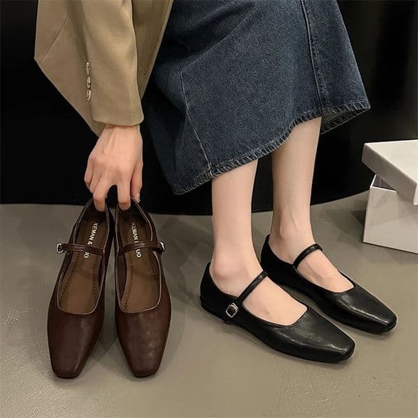 Mary Jane Single shoes Thick Heel Shoes Elegant Classic Retro Square Toe Comfortable Soft Shallow Cut Low Heel Womens Shoes 250220BJ