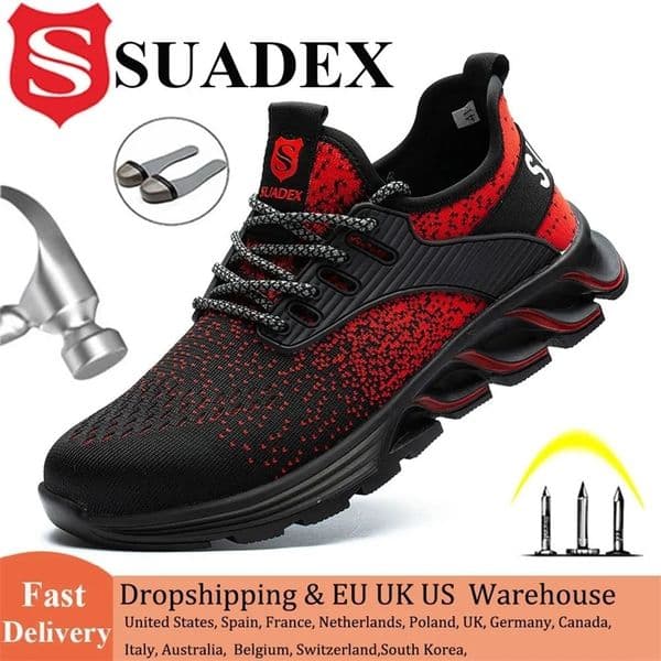 SUADEX Safety Shoes Men Women Steel Toe Boots Indestructible Work Shoes Lightweight Breathable Composite Toe Men EUR Size 37-48 240528