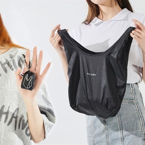 Polybye nylon foldable reusable Shopping bag small pouch Tote bag Grocery light premium solid handbag 240703