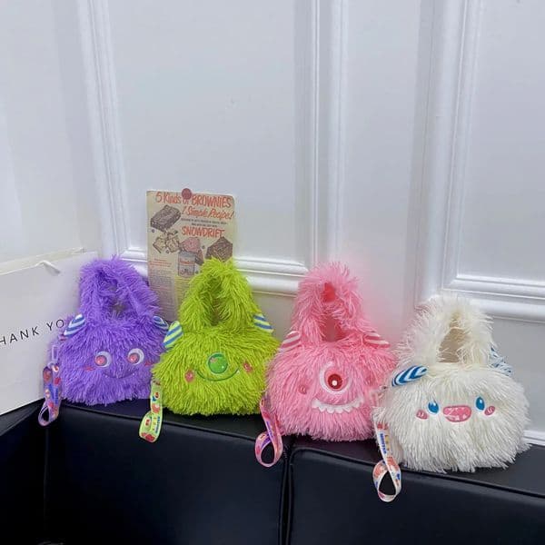 Ins Cartoon Small Monster Plush Stuffed Handbag Cute Single Eye Monster Plush Shoulder Bag Creative Girls Crossbody Bag 250922BJ