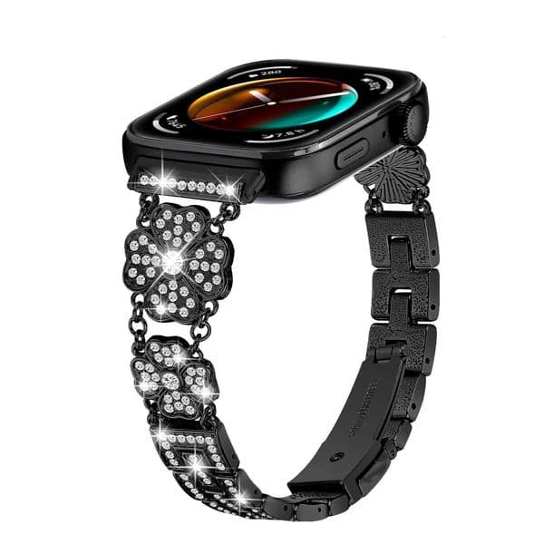 Luxury Diamond Metal Watch Bands Compatible with Fitbit Sense 3, Versa 4, 4 Pro - Mens Stainless Steel Smartwatch Accessories H260225