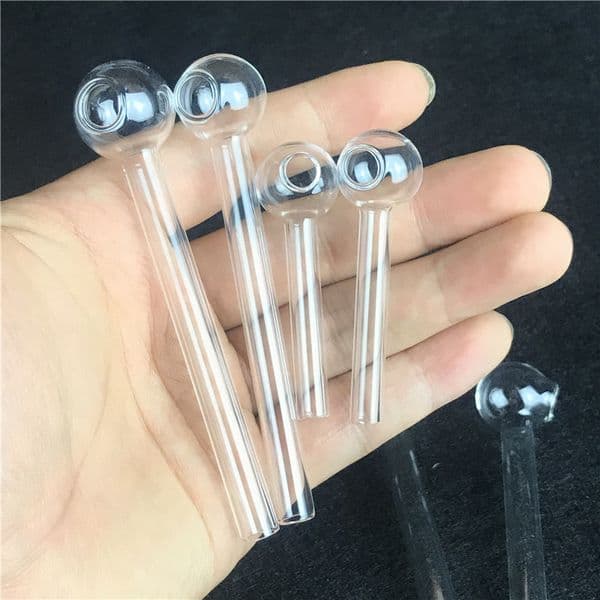 Goodsstore 6cm 10cm 12cm 15cm Oil Burner Glass Pipe with 22mm Big Ball Bowl Hole 8x1mm Thick Smoking Hand Pipes Clear Straw Tube